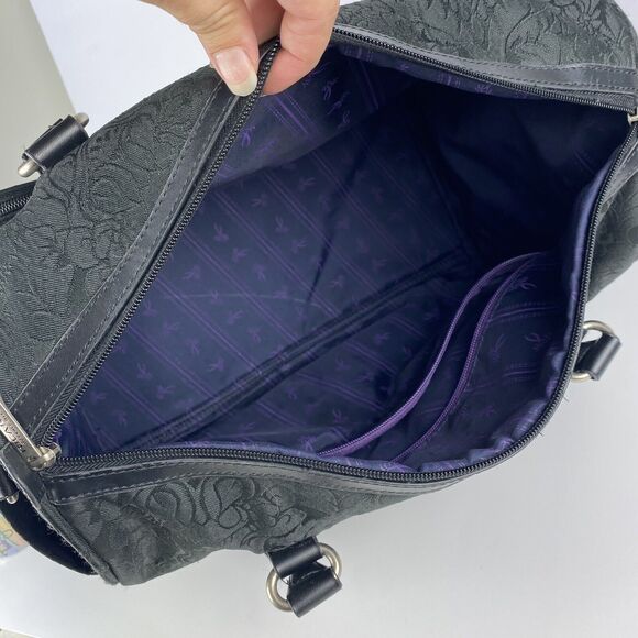 VTG Ricardo Beverly Hills Carry On Travel Bag Black Floral Tapestry Luggage Bag - Picture 8 of 15